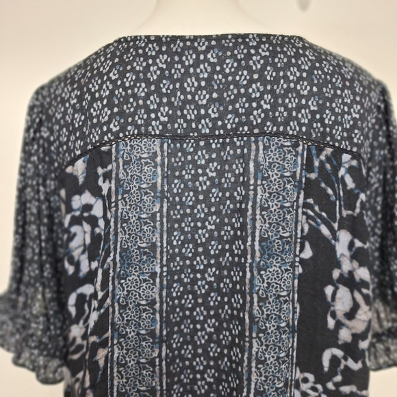Lucky Brand Boho Floral Mixed Print Bohemian Hippie Retro Blouse Plus Size 2X - Picture 10 of 14